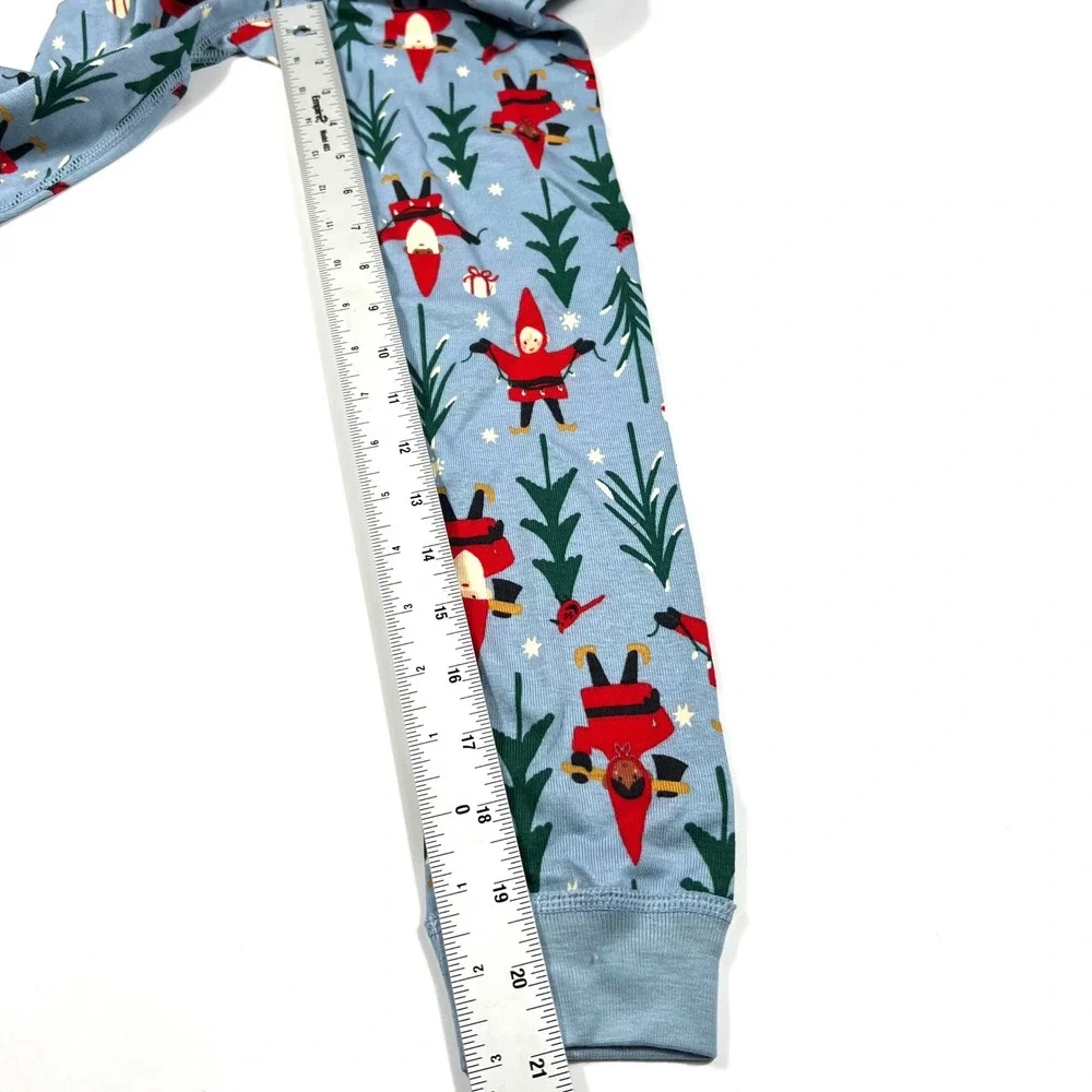 Hanna Andersson Holiday Harvest Gnomes Pajamas Set Blue Organic Cotton Kids 6-7